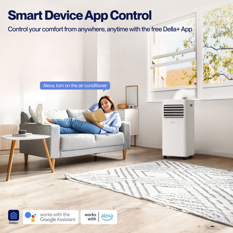 DELLA Traverse Series 10000 BTU Smart WiFi Enabled Portable AC with Heat/Remote/App Control, Cools Up To 250 Sq. Ft.