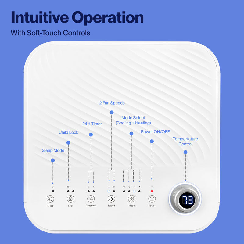 DELLA Traverse Series 10000 BTU Smart WiFi Enabled Portable AC with Heat/Remote/App Control, Cools Up To 250 Sq. Ft.