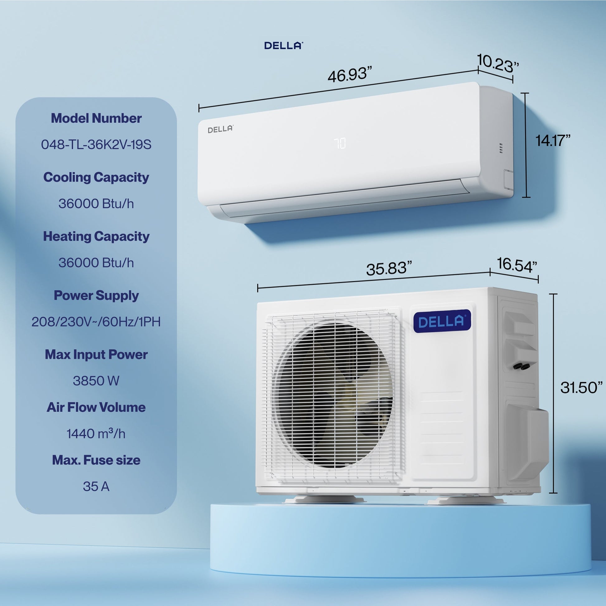 Vario Series 36000 BTU SEER2 19 Mini-Split Heat Pump AC - Up to 2500 Sq.Ft.