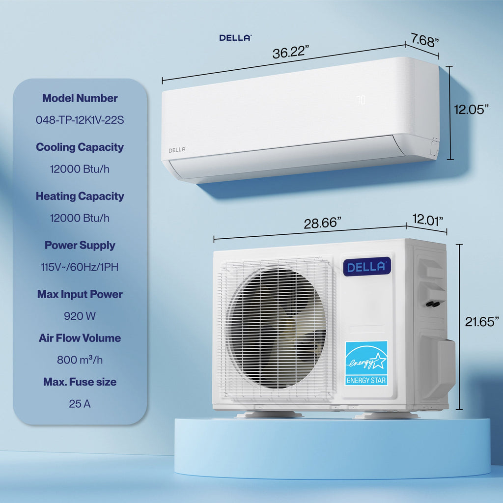 Optima Series 12000 BTU SEER2 22 Ultra Heat Mini-Split AC - Up to 550 Sq.Ft.