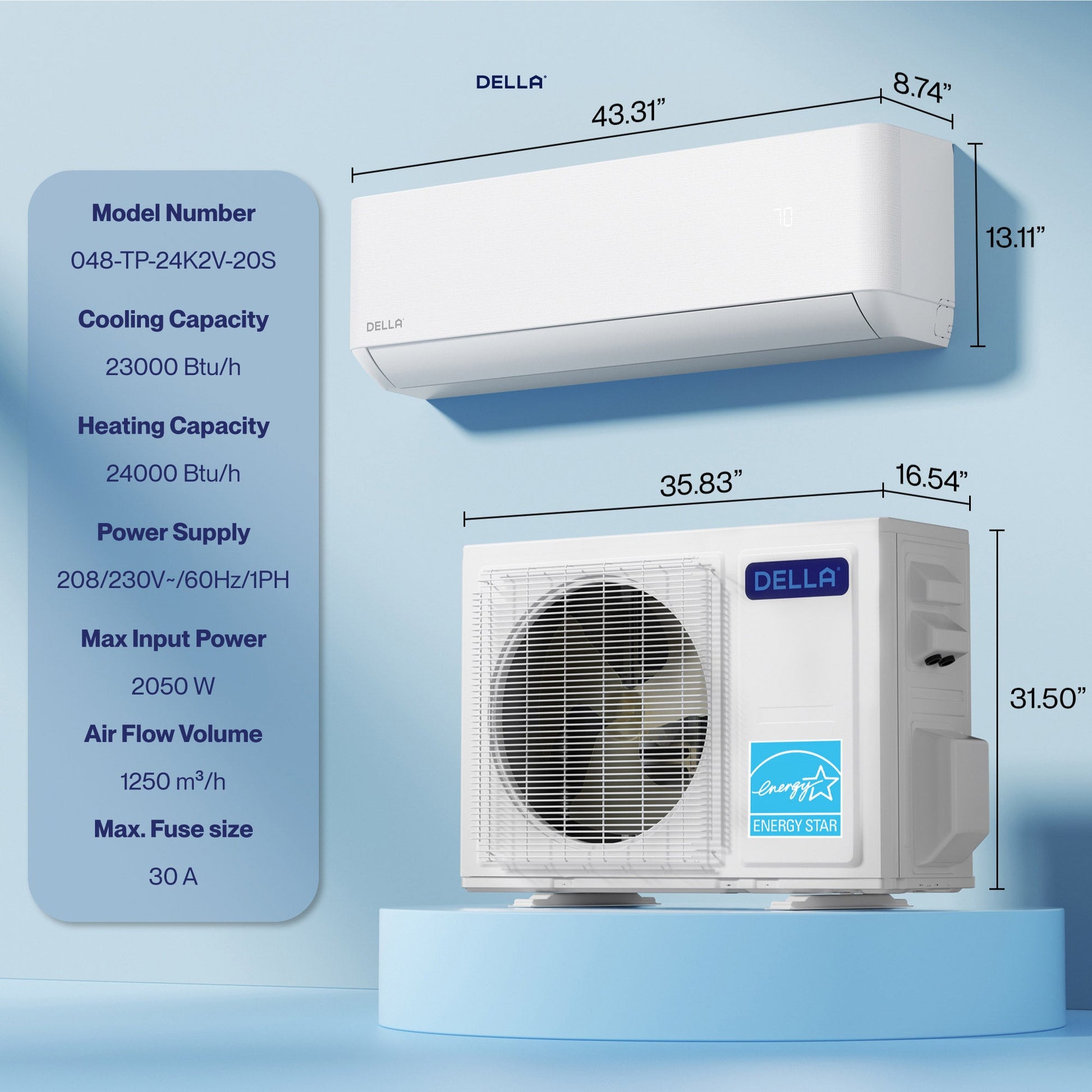 Optima Series 24000 BTU SEER2 20 Ultra Heat Mini-Split AC - Up to 1500 Sq.Ft.