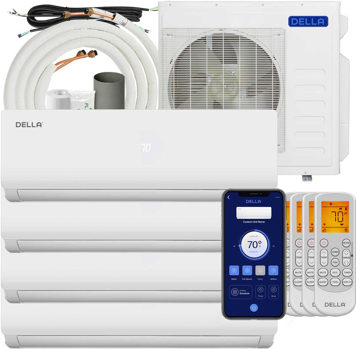 Vario Series 36000 BTU Quad-Zone Mini Split AC (9K+12K+12K+12K) – Up to 2050 Sq.Ft.