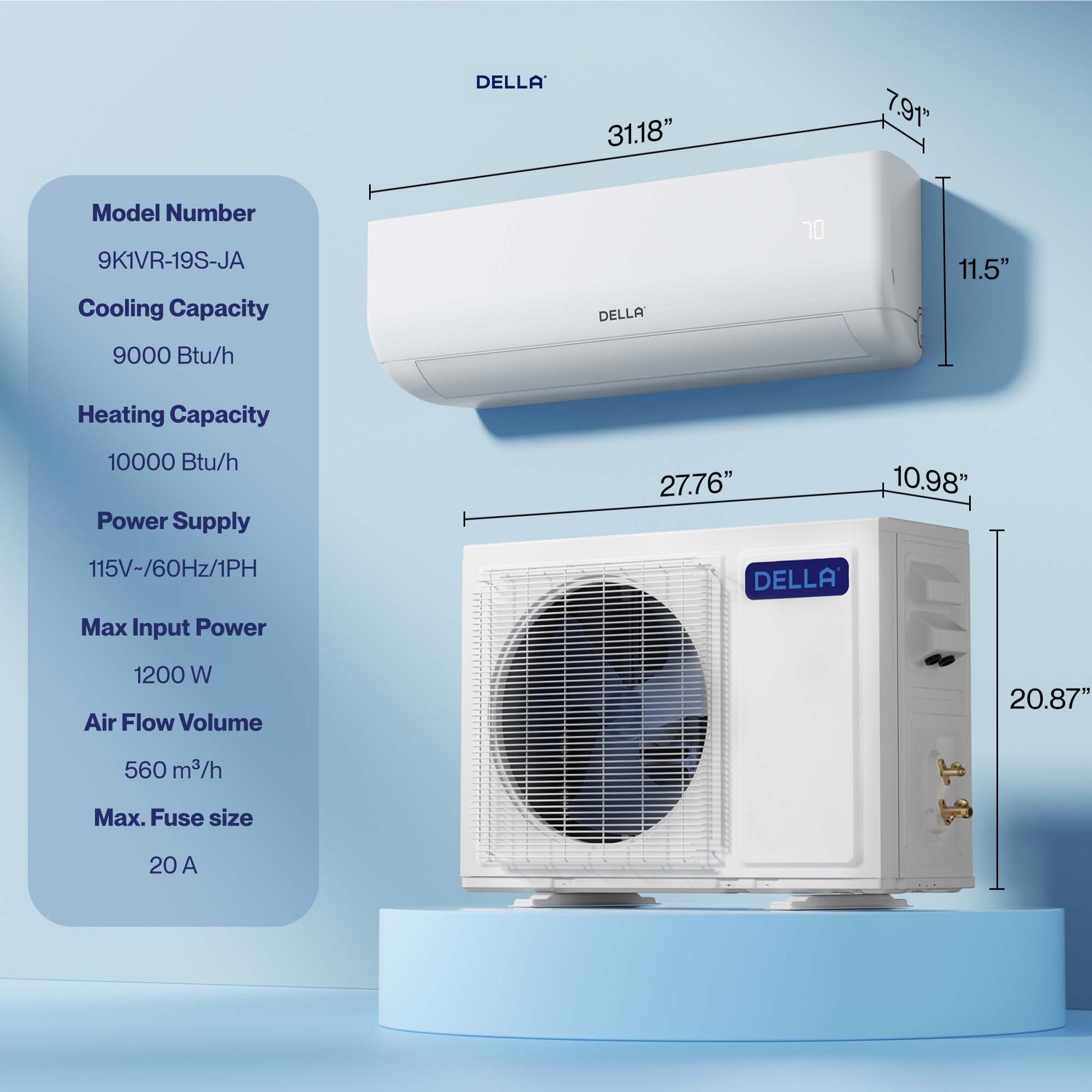 Motto Series 9000 BTU SEER2 19 Mini-Split Heat Pump AC - Up to 400 Sq.Ft.